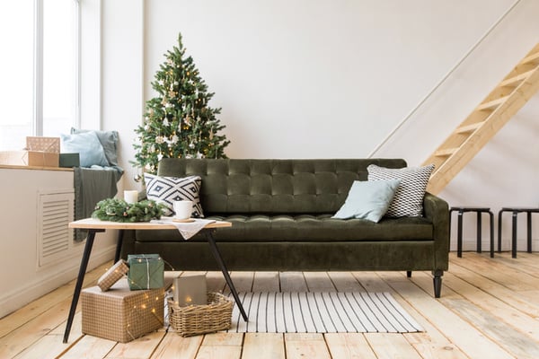 A living room after an Imperial Cleaning Company holiday cleanup.