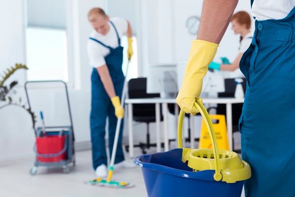 A professional commercial cleaning crew doing a spring cleaning.